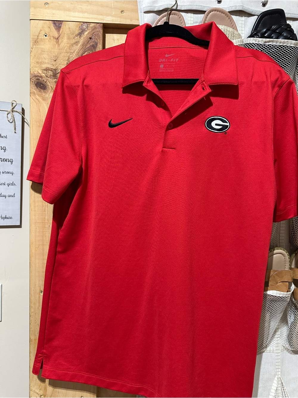 Men’s Nike Red Polo with Black Nike Swoosh and Georgia G Logo